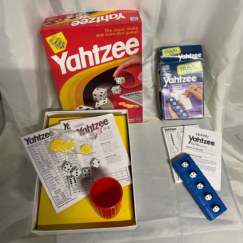 Yahtzee Classic Board Game - Red & Yellow Box & Travel Yahtzee